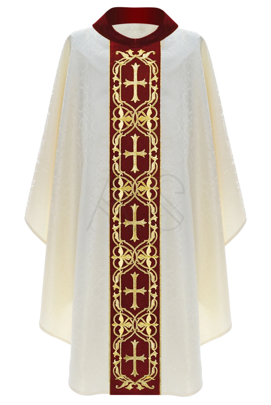 Gothic Chasuble Cream Red Unlined ALL PRODUCTS CHASUBLES Gothic