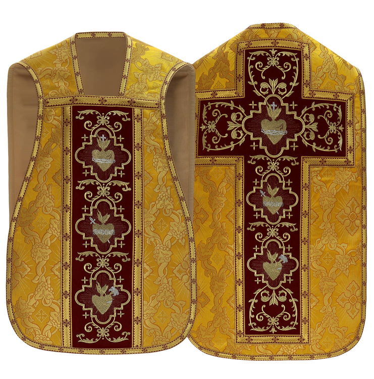 Chasuble romaine "Coeur de Jésus, Marie, Joseph" R822-AGCC9