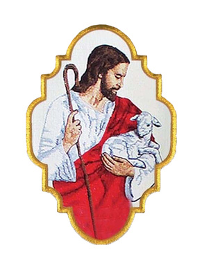 Bestickte Applikation "Jesus ein guter Hirte"