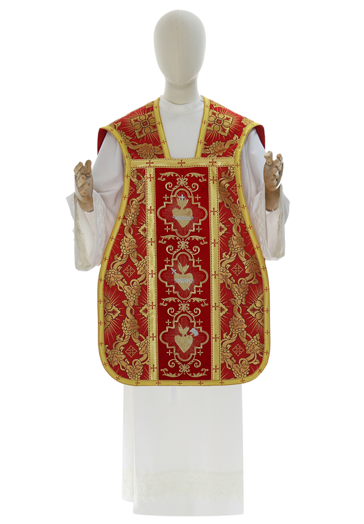 Chasuble romaine "Coeur de Jésus, Marie, Joseph" R822-AC9