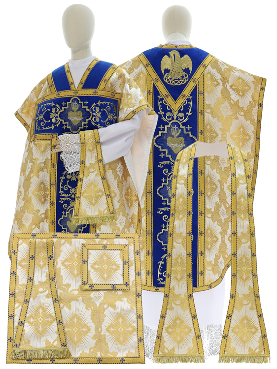 Chasuble "Saint Philippe Neri" "Coeur de Jésus, Marie, Joseph" F822-AKN9-PEL