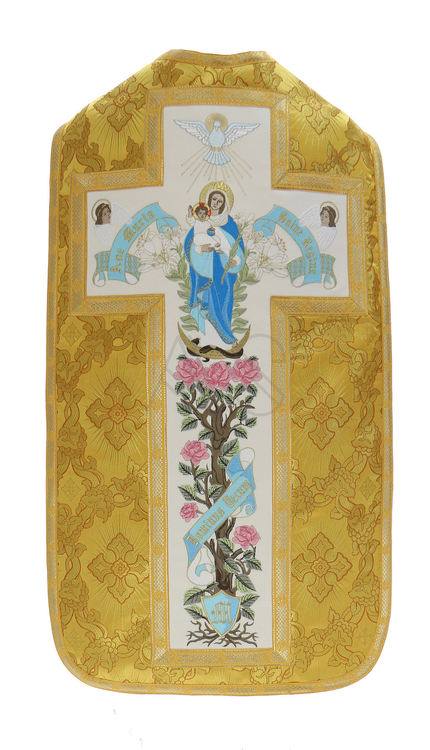 Casulla romana mariana "Ave Maria" R473-G9