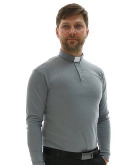 Szara koszulka polo z długim rękawem PD-S	