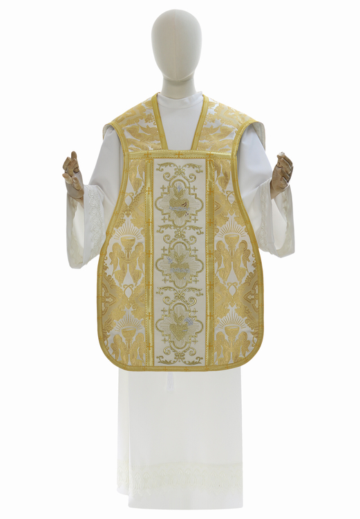 Casula romana "Cuore di Gesù, Maria, Giuseppe" R822-A60