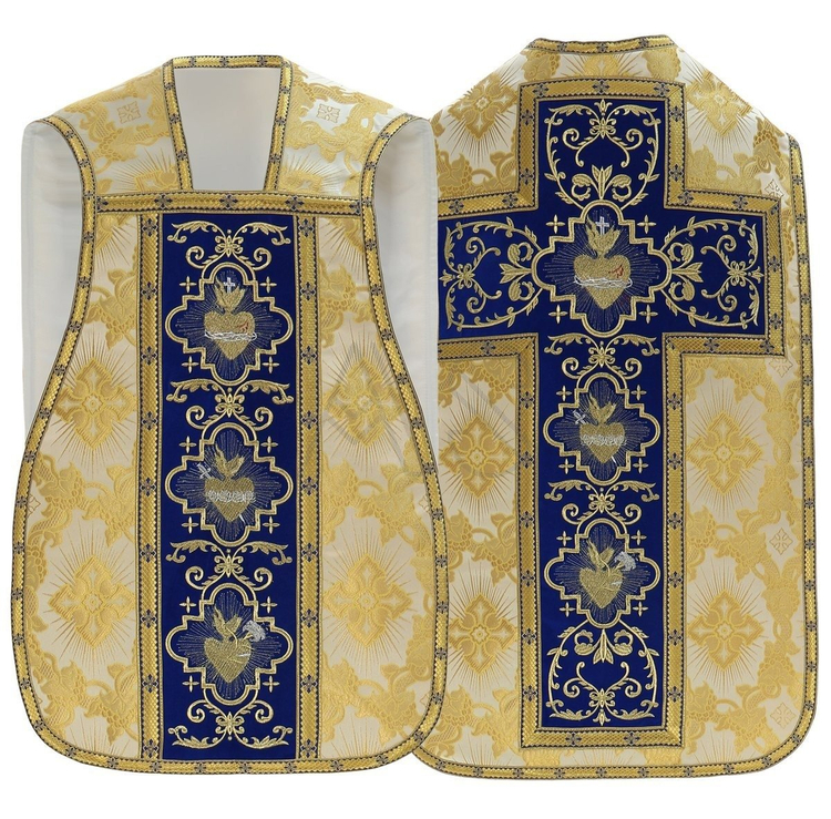 Chasuble romaine "Coeur de Jésus, Marie, Joseph" R822-AKN9