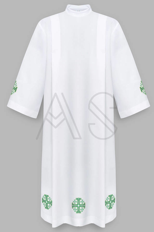 Alb with green Jerusalem crosses A4-Z