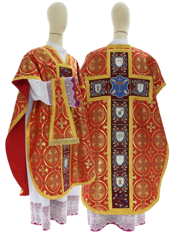 Casulla de seda "Pasión y resurrección de Jesucristo" F820-C8