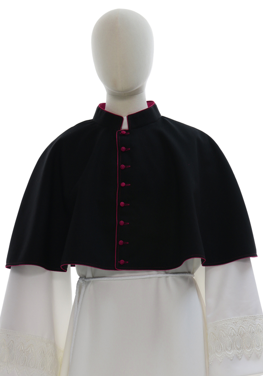 Schwarze Mozzetta mit violettem Besatz MOZZ-CZ-F