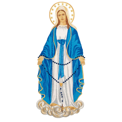Aplique bordado "Nuestra Señora del Rosario"