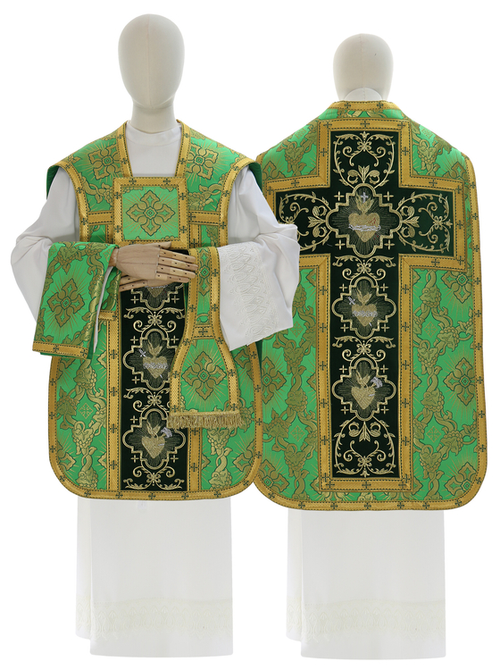 Chasuble romaine "Coeur de Jésus, Marie, Joseph" R822-AZ9