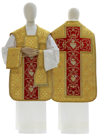 Casulla romana "Corazón de Jesús, María, José" R822-AGC8