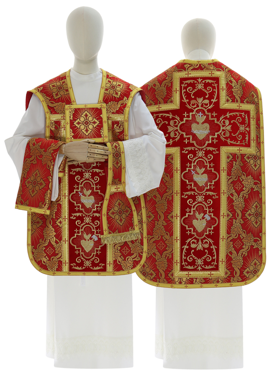 Roman chasuble "Heart of Jesus, Mary, Joseph" R822-AC9