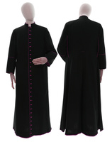 Black cassock with purple trim CASS-CZ-F