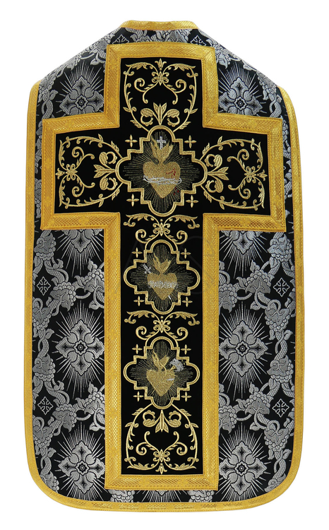 Chasuble romaine "Coeur de Jésus, Marie, Joseph" R822-ACZ9