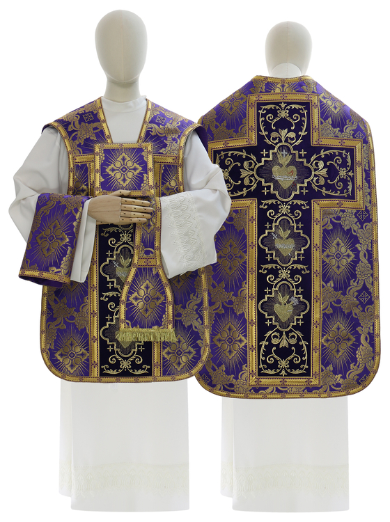 Casulla romana "Corazón de Jesús, María, José" R822-AF9
